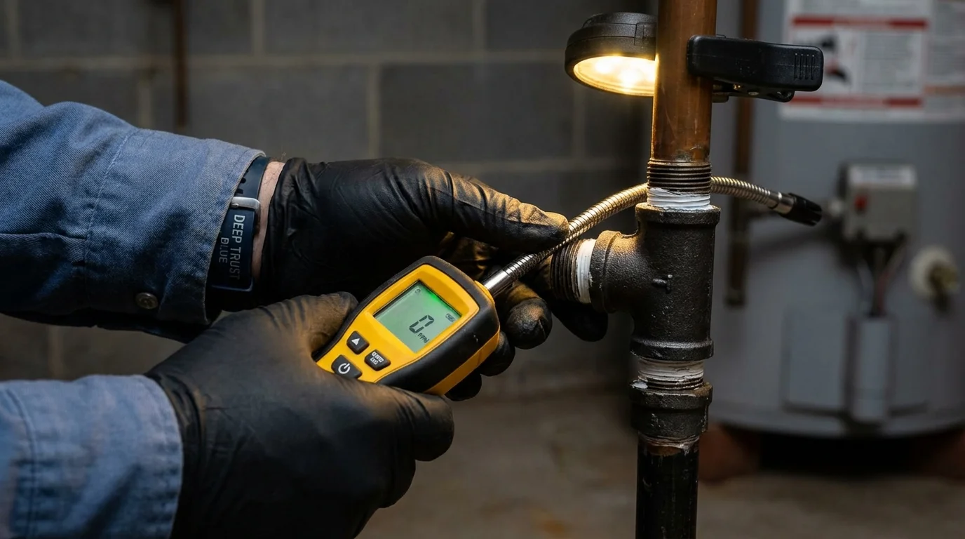 Gas leak detection with electronic sniffer by Johns Plumbing LLC in Shallotte