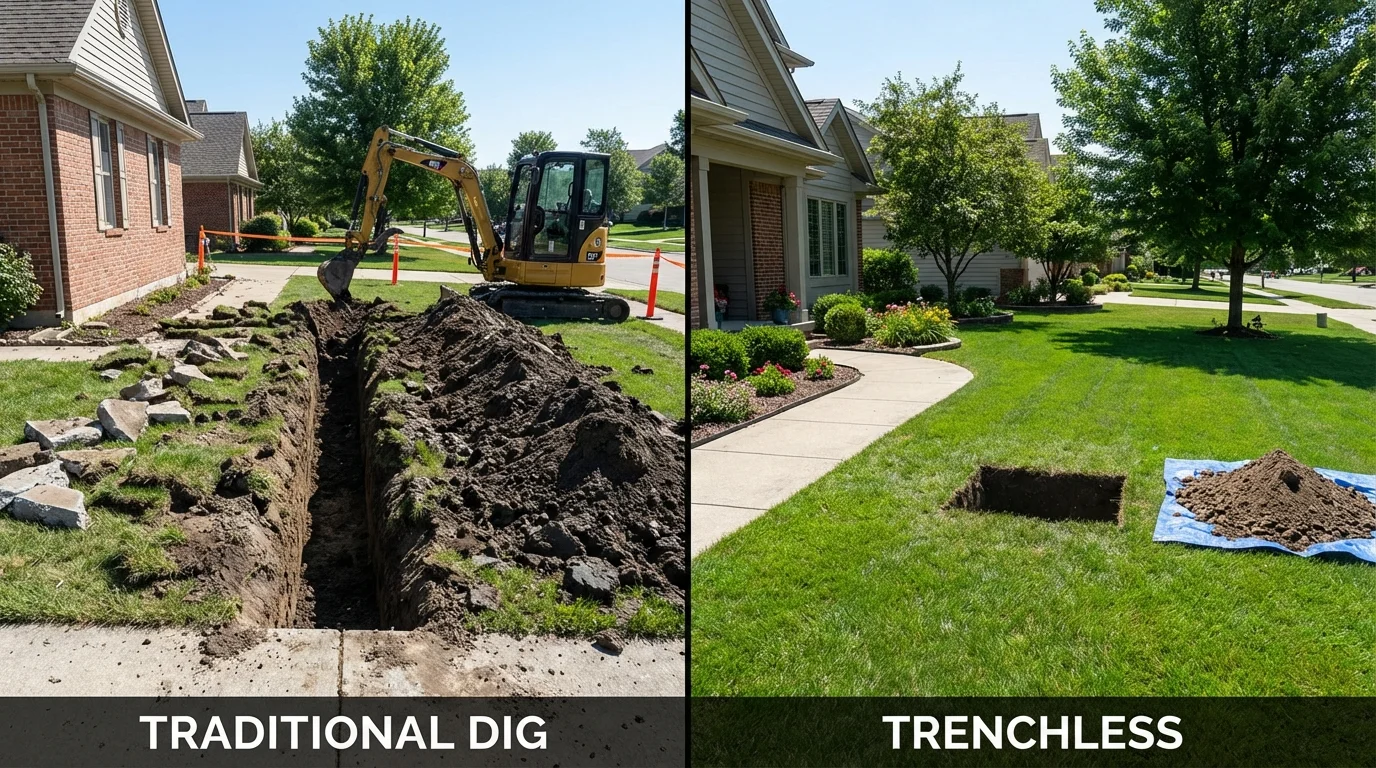 Trenchless sewer repair with minimal yard damage versus traditional excavation in Shallotte, NC